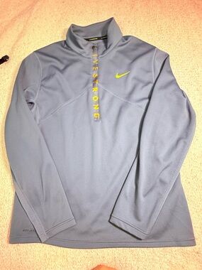 Nike Light Blue Half-Zip Pullover with Yellow Logo Livestrong
